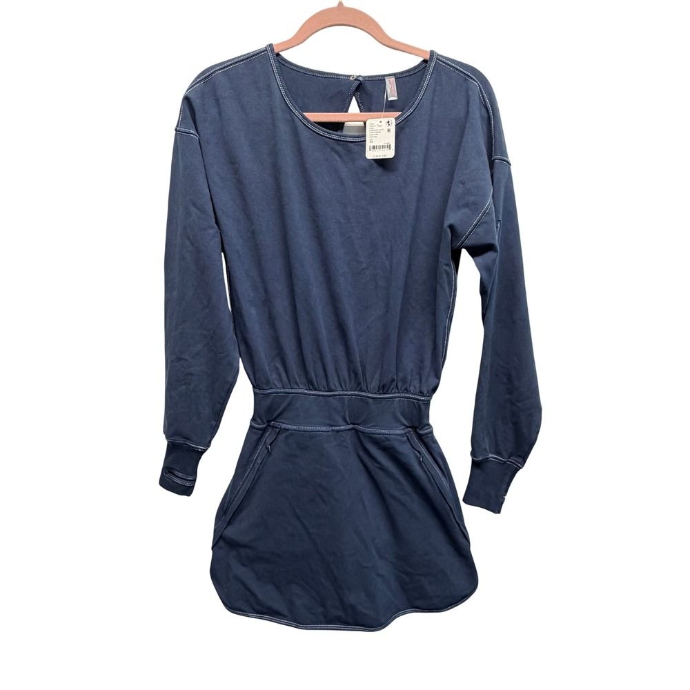 FP Movement Free People Hot Shot Long Sleeve Skort Dress Midnight Navy XS NEW
